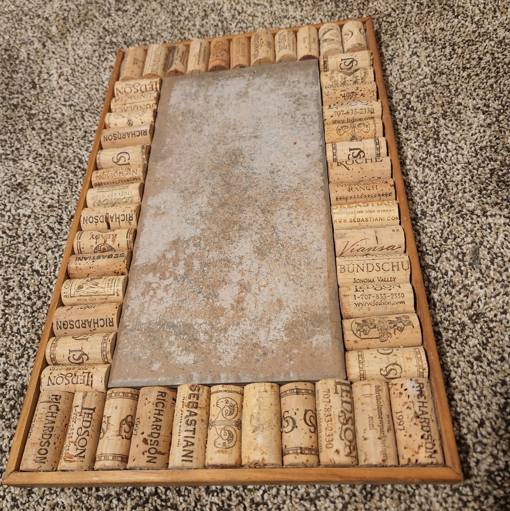 Cork Hot Pad With Tile Center, 16x10, Unique